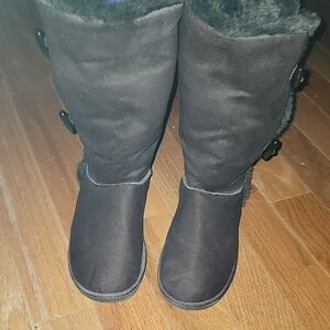 Women's Brown Faux Suede Winter Boots